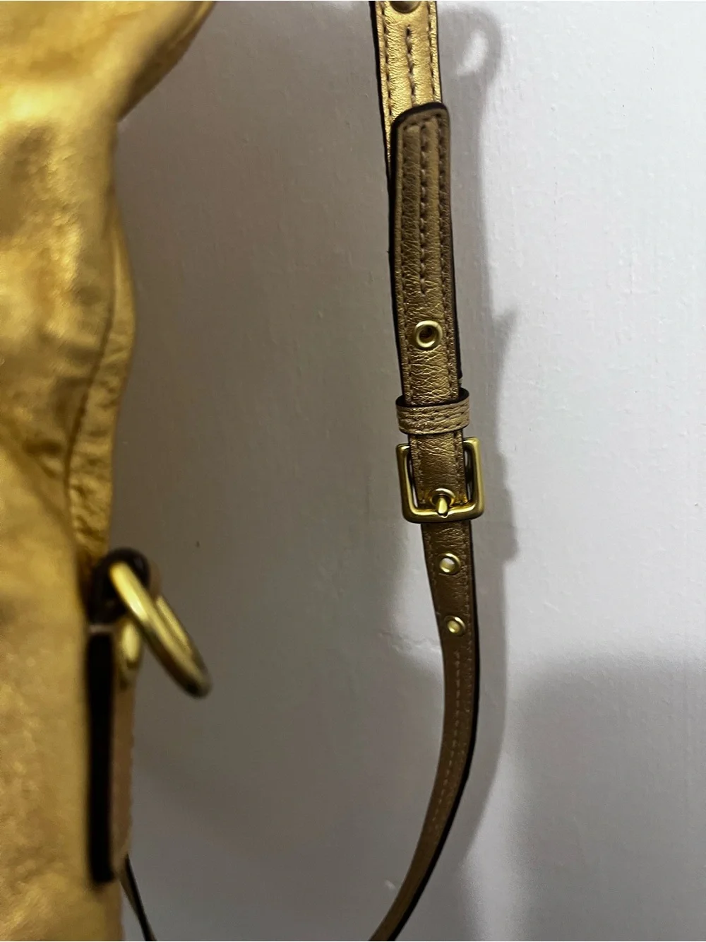 Coach Metallic Gold Leather Hobo with Circular Handle